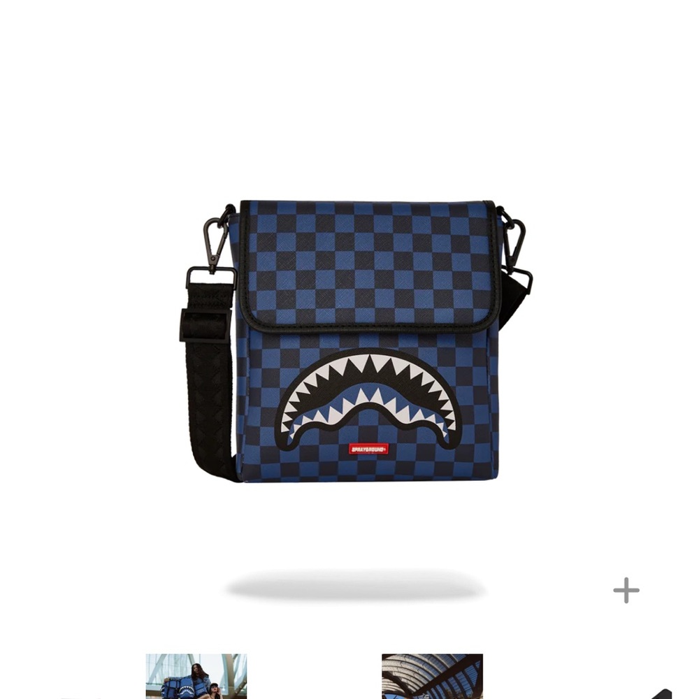 Sprayground Blue and Black Checkered Messenger Bag (FIRM PRICE)
